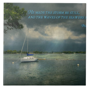 Inspirierend - Hoffnung - Seemann - Psalm 107-29 Fliese