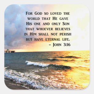 INSPIRIEREND JOHN 3:16 OCEAN FOTO DESIGN QUADRATISCHER AUFKLEBER