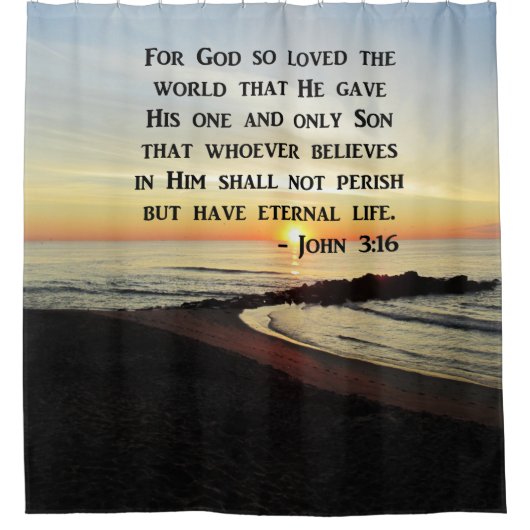 INSPIRIEREND JOHN 3:16 SUNRISE FOTO DESIGN DUSCHVORHANG (Vorderseite)