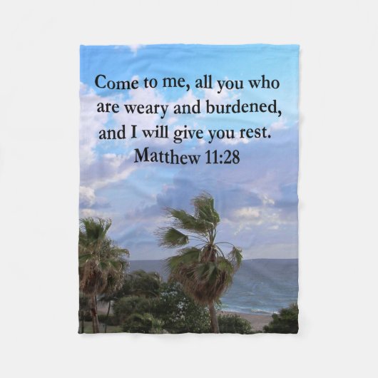 INSPIRIEREND MATTHEW 11:28 SCRIPTURE-DESIGN FLEECEDECKE (Vorderseite)