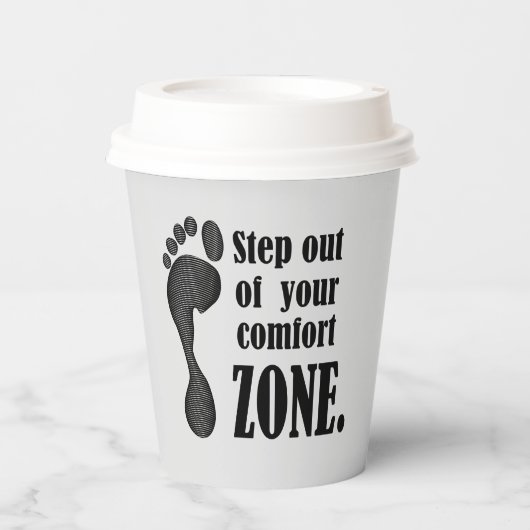 Inspirierend modernes Schwarzweiß-Grau-Papier-Bech Pappbecher (Vorderseite)