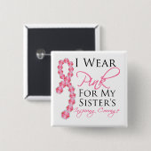 Inspirierend Mut der Schwester - Brustkrebs Button (Vorne & Hinten)