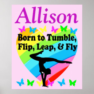 INSPIRIEREND PERSONALISIERTES PINK GYMNASTICS POST POSTER