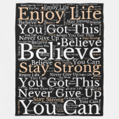 Inspirierend Phrasen WordArt Muster Weiß Schwarz Fleecedecke (Vorderseite)