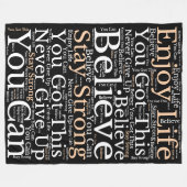 Inspirierend Phrasen WordArt Muster Weiß Schwarz Fleecedecke (Vorderseite (Horizontal))