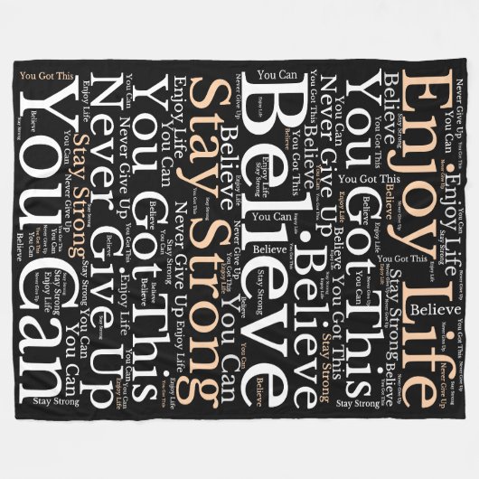 Inspirierend Phrasen WordArt Muster Weiß Schwarz Fleecedecke (Vorderseite (Horizontal))