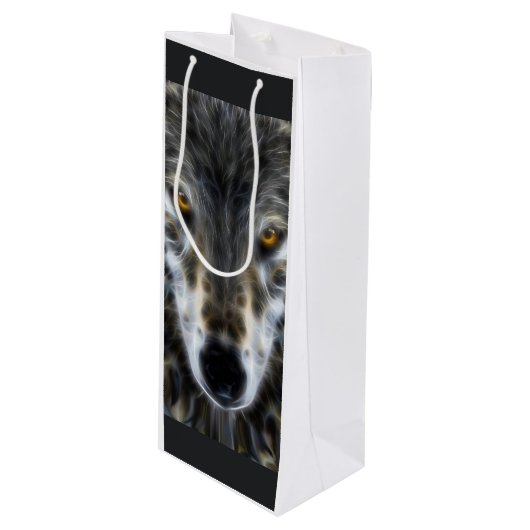 Inspirierend Porträt Entwurf des Wolfs Geschenktüte Für Weinflaschen (Vorderseite Schrägansicht)