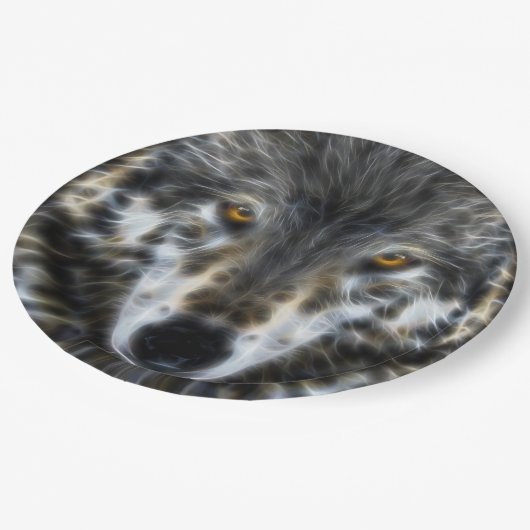 Inspirierend Porträt Entwurf des Wolfs Pappteller (Schrägansicht)