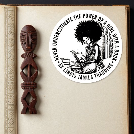 Inspirierend "Power eines Mädchens" Ex Libris Buch Runder Aufkleber