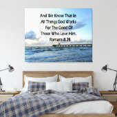 INSPIRIEREND RUMÄNE 8:28 BIBLE VERSE LEINWANDDRUCK (Insitu (Schlafzimmer))