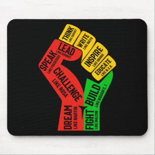Inspirierend Schwarze Führer Power Faust Hand Schw Mousepad