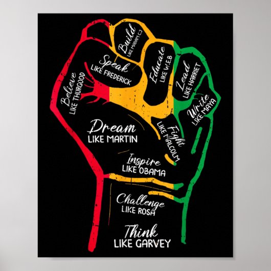 Inspirierend Schwarze Führer Power Faust Hand Schw Poster (Vorne)