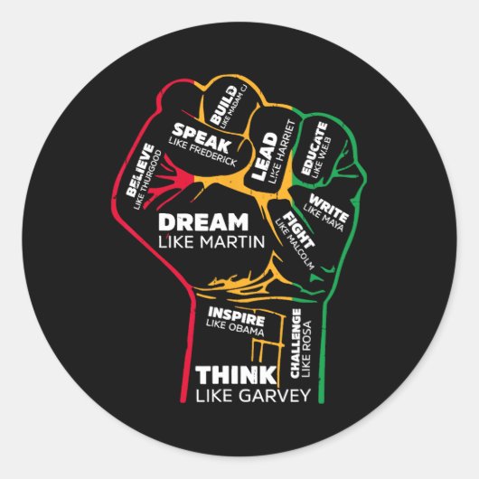 Inspirierend Schwarze Führer Power Faust Hand Schw Runder Aufkleber (Vorderseite)