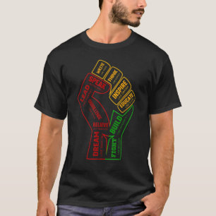 Inspirierend Schwarze Führer Power Faust Hand Schw T-Shirt