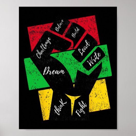 Inspirierend Schwarze Führer Power Hand Faust Schw Poster (Vorne)
