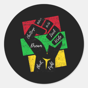 Inspirierend Schwarze Führer Power Hand Faust Schw Runder Aufkleber