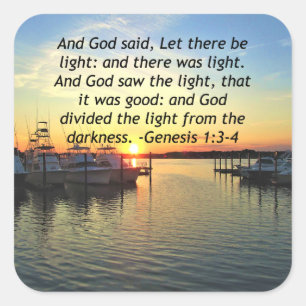INSPIRIEREND SUNSET GENESIS 1:3 FOTO-DESIGN QUADRATISCHER AUFKLEBER