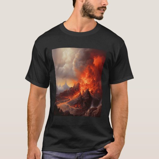 Inspirierend Vulkanausbruchsszene mit Lava Fl T-Shirt (Vorderseite)