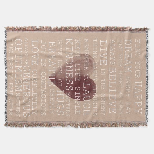 Inspirierend Wort-Aquarell-Herz Decke (Vorderseite)