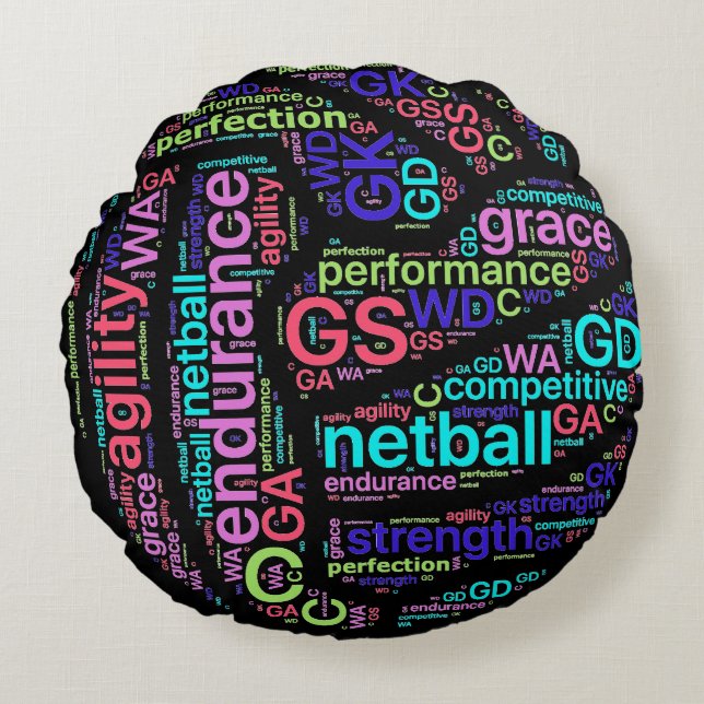 Inspirierend Wörternetball-Ball-Entwurf Rundes Kissen (Vorderseite)