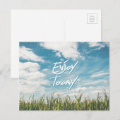 Inspirierend Zitat "genießen heute" grünes Feld Postkarte (Vorne/Hinten)
