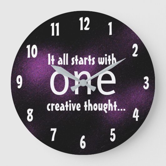 Inspirierend Zitat kreatives, dunkles Lila Design Große Wanduhr (Vorderseite)