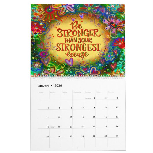 Inspirierend Zitate Farbige Whimsistität Kalender (Jan 2026)