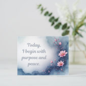 Inspirierende Affirmation mit rosa Blüten Postkarte (Stehend Vorderseite)