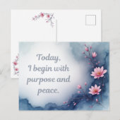 Inspirierende Affirmation mit rosa Blüten Postkarte (Vorne/Hinten)