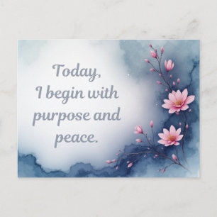 Inspirierende Affirmation mit rosa Blüten Postkarte