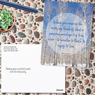 Inspirierende Aspens-Winterlandschaftsfoto & Zitat Postkarte