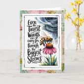 Inspirierende Biene, die den Sturm überwindet Glau Karte (Gelbe Blume)