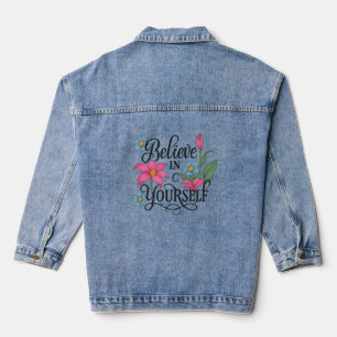 Inspirierende Damen-Denimjacke mit Blumenmuster Jeansjacke