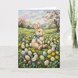 Inspirierende Frühlings-Oster-Eier und Hase Feiertagskarte