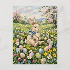 Inspirierende Frühlings-Oster-Eier und Hase Postkarte