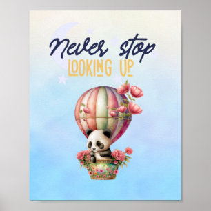 inspirierende Heißluftballon Panda Poster drucken