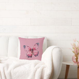 Inspirierende Hoffnung Rosa Schmetterling Kissen