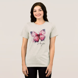 Inspirierende Hoffnung Rosa Schmetterling Tri-Blend Shirt