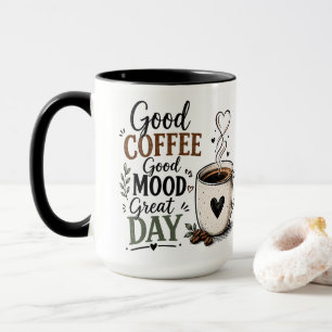 Inspirierende Kaffee-Zitat Schwarzer Griff Keramik Tasse