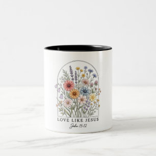 Inspirierende Liebe wie Jesus Zweifarbige Tasse