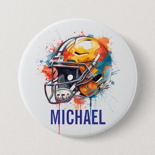 Inspirierende Motivierende Fußballhelm Name Button (Vorderseite)