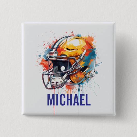 Inspirierende Motivierende Fußballhelm Name Button (Vorderseite)