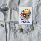Inspirierende Motivierende Fußballhelm Name Button (Insitu)