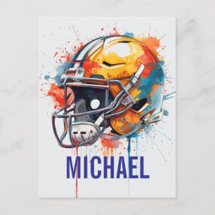 Inspirierende Motivierende Fußballhelm Name Feiertagspostkarte