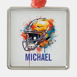 Inspirierende Motivierende Fußballhelm Name Ornament Aus Metall