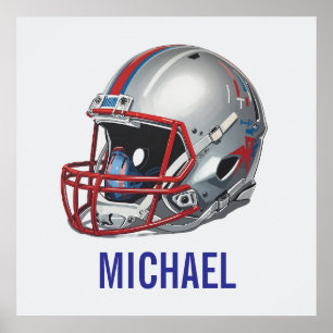Inspirierende Motivierende Fußballhelm Name Poster