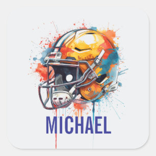 Inspirierende Motivierende Fußballhelm Name Quadratischer Aufkleber