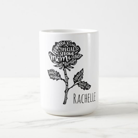 Inspirierende Mutter-Typografie-Blumendesign Kaffeetasse (Mittel)