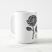 Inspirierende Mutter-Typografie-Blumendesign Kaffeetasse (Vorderseite Links)