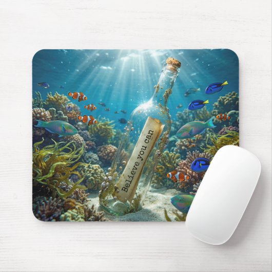 Inspirierende Nachricht in einer Flasche Mousepad (Mit Mouse)